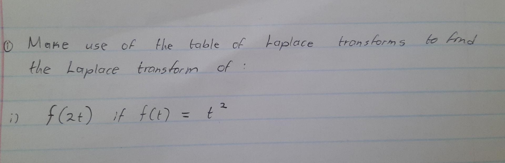 Laplace Transforms Use To Find 0 Make Of The Table Of The Laplace Transform Of 2 I F 2 If F T 2 T2 1