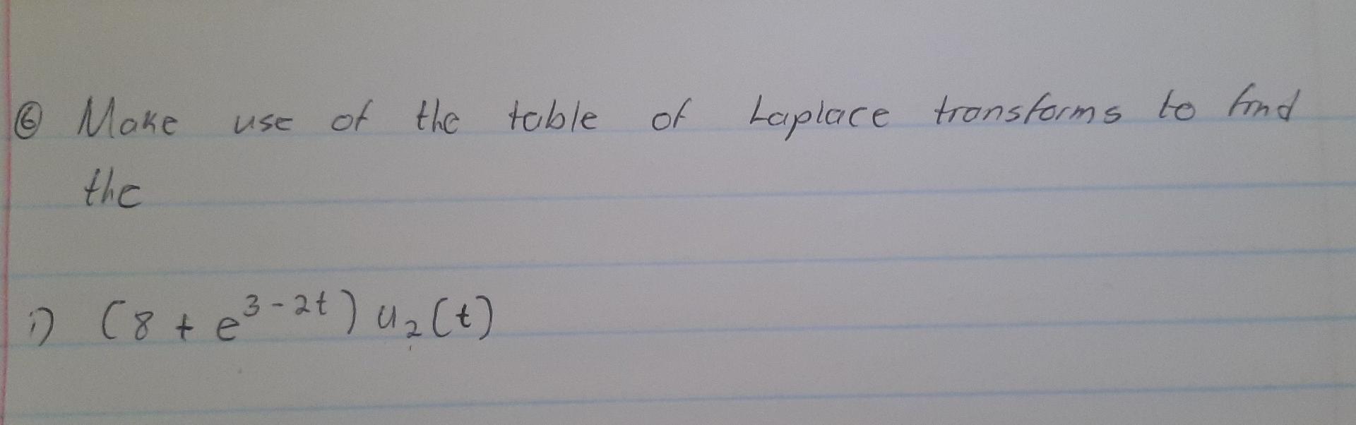 Use Of The Table Of Laplace Transforms To Find Make The 12 8 E3 26 U T 1