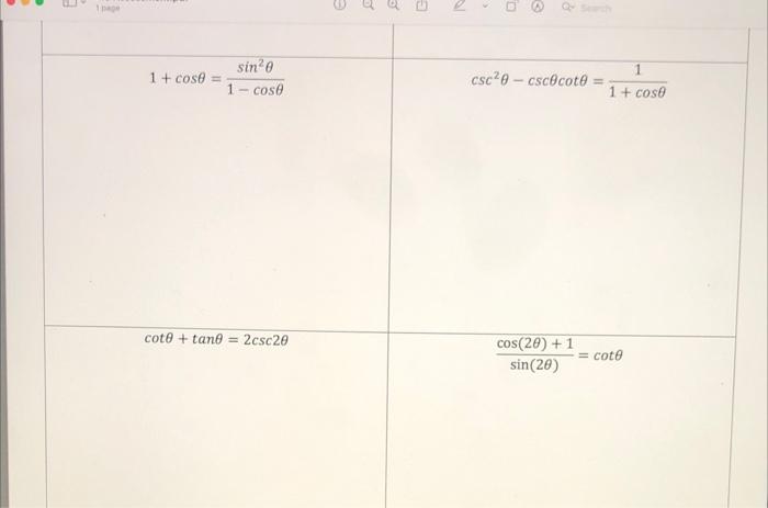 Prove Four Of The Following Six Trig Identities Show All Of Your Work For Full Marks T 3 Marks Each T 12 Sine 2