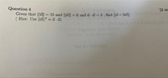 2 M Question 4 Given That All 15 And 20 6 And U 3 Find Lu 37 Hint Use 0 A A 1