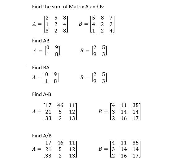 Solve And Perform The Following Operations In Matrices Show A Detailed Solution For Me To Have A Reviewer Thank You 1