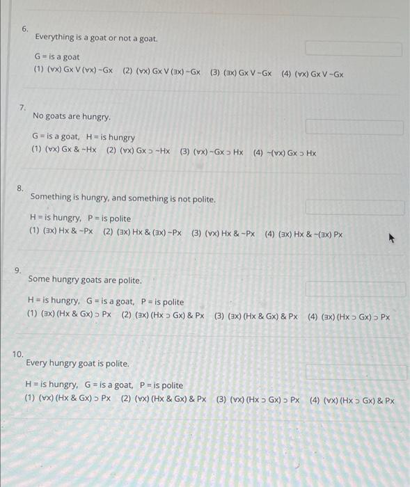 Part 4 Symbolization In Modern Quantificational Logic For Each Of The Following Sentences The Meanings Of The Predica 2