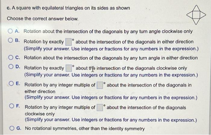 B Equilateral Triangle Choose The Correct Answer Below O A Rotation About The Point Of Intersection Of The Perpendicu 2