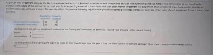 As Part Of Their Investment Strategy The Carringtons Have Decided To Put 100 000 Into Stock Market Investments And Als 2