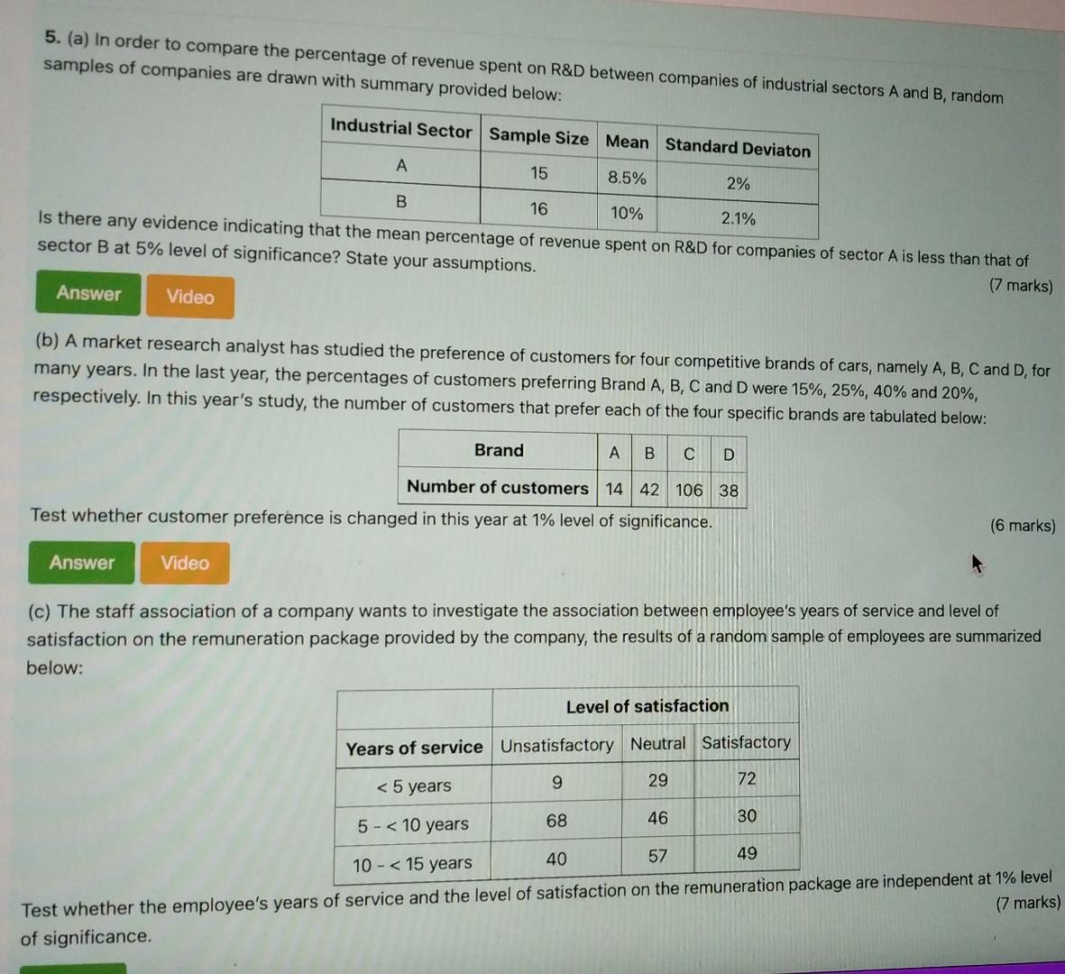 5 A In Order To Compare The Percentage Of Revenue Spent On R D Between Companies Of Industrial Sectors A And B Rando 1