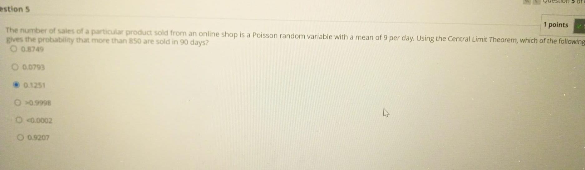 Ot Estions 1 Points The Number Of Sales Of A Particular Product Sold From An Online Shop Is A Poisson Random Variable 2