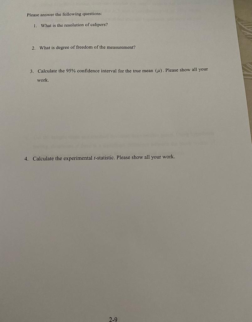 4 Procedure 4 1 Small Sample Statistics Follow The Steps Given Below To Determine The Size Of Wood Blocks Using A Calip 2