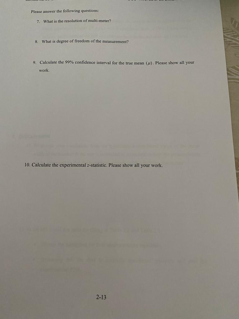 4 2 Large Sample Statistics Follow The Steps Given Below To Determine The Resistance Of Carbon Resistors Using A Digital 3