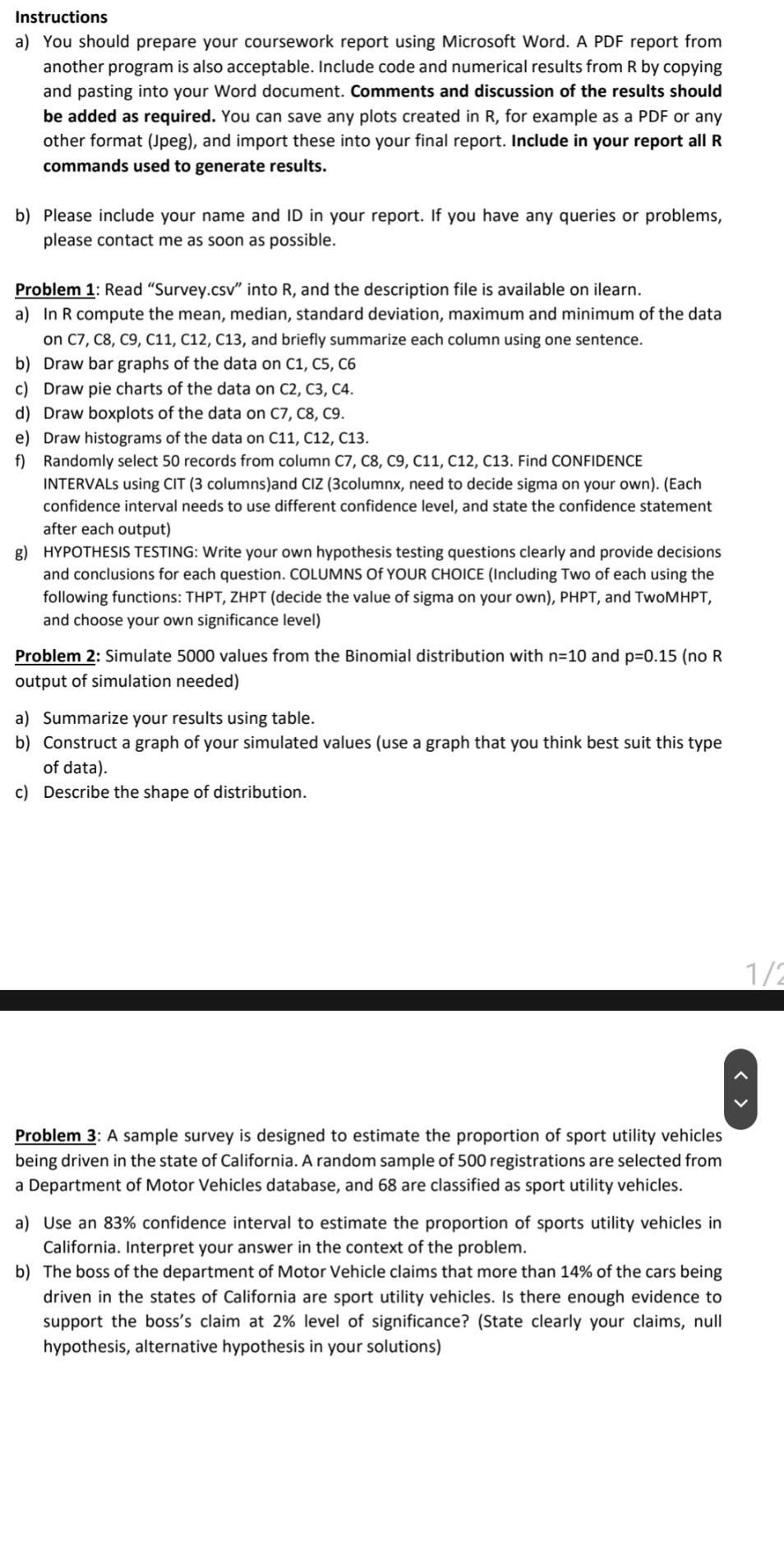 Instructions A You Should Prepare Your Coursework Report Using Microsoft Word A Pdf Report From Another Program Is Als 1