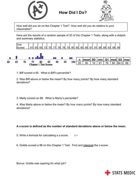 At How Did I Do How Well Did You Do On The Chapter 1 Test How Well Did You Do Relative To Your Classmates Here Are Th 1