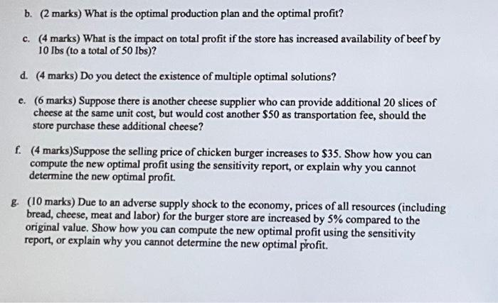 Ouestion 2 34 Marks A Burger Store Sells Two Types Of Burgers Chicken Burger And Beef Burger Assume That The Input F 3