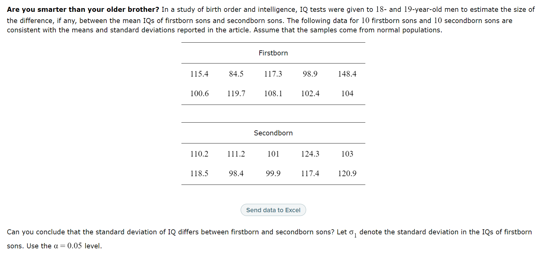 Are You Smarter Than Your Older Brother In A Study Of Birth Order And Intelligence Iq Tests Were Given To 18 And 19 Y 1