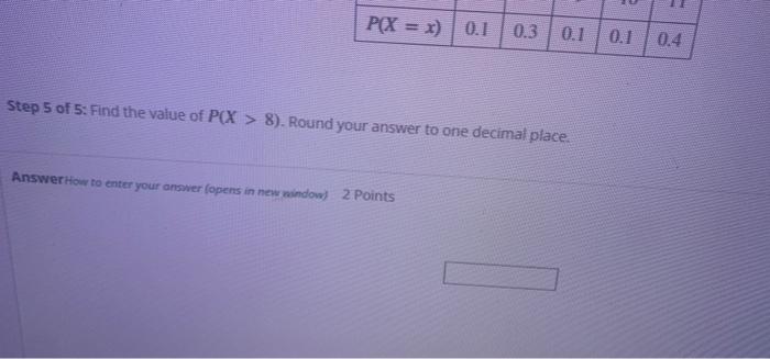 Consider The Following Data 7 8 9 To Pox 1 01 03 0 1 0 1 0 4 Step 1 And The Expected Valde Ex Bound Your Answer To 5