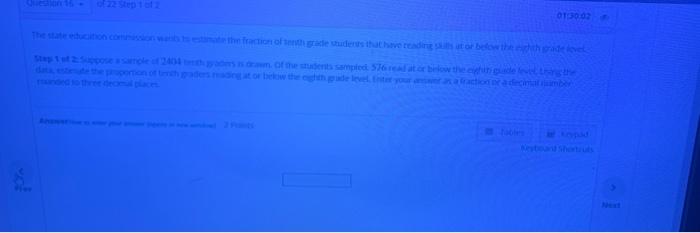 01 30 02 The State Education Common Wants To Estimate The Fraction Of Tenth Grade Students That Have Reading Skills At 1