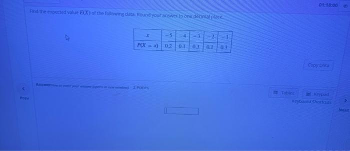 01 18 00 And The Expected Valut E X Of The Following Data Round Your Answer To One Decat Place 3 2 1 5 4 Px 03 01 1