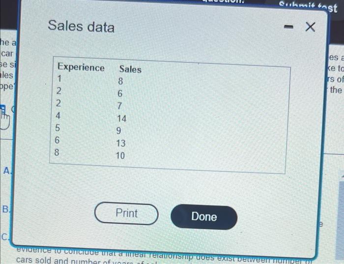 The Accompanying Table Shows The Number Of Cars Sold Last Month By Seven Employees At A Car Dealership And Their Number 2