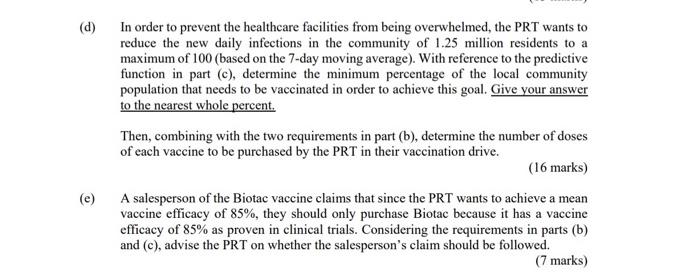 Question In A Local Community Of 1 25 Million Residents A Pandemic Has Struck And The Local Health Authorities Have Bee 4