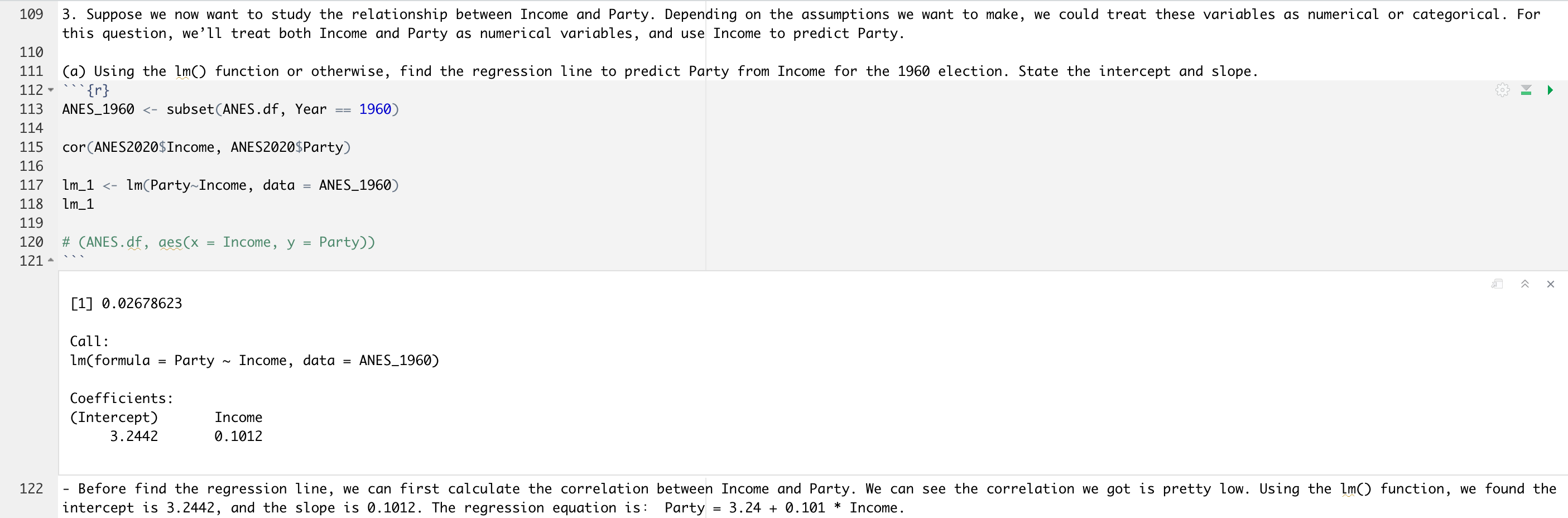109 3 Suppose We Now Want To Study The Relationship Between Income And Party Depending On The Assumptions We Want To M 1