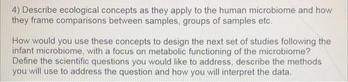 4 Describe Ecological Concepts As They Apply To The Human Microbiome And How They Frame Comparisons Between Samples Gr 1