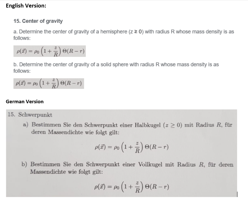 English Version 15 Center Of Gravity A Determine The Center Of Gravity Of A Hemisphere Z 2 0 With Radius R Whose Ma 1
