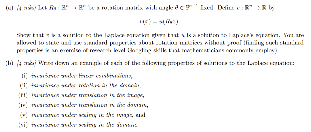 A 4 Mks Let Re R R Be A Rotation Matrix With Angle 0 Sn 1 Fixed Define V R R By V X U Rox Show That 1