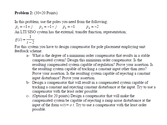 8 5 Problem 2 30 20 Points In This Problem Use The Poles You Need From The Following P 1 1 P 1 J P 1 P 1