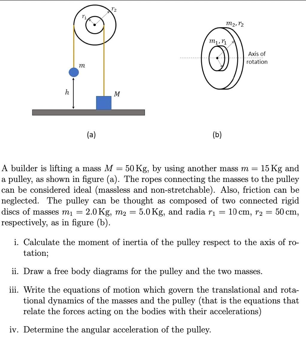 M2 12 Muri Axis Of Rotation M H M A B A Builder Is Lifting A Mass M 50 Kg By Using Another Mass M 15 Kg An 1