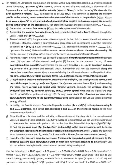 3 24 Marks An Ultrasound Examination Of A Patient With A Suspected Stenosed E Partially Occluded Vessel Identifi 1
