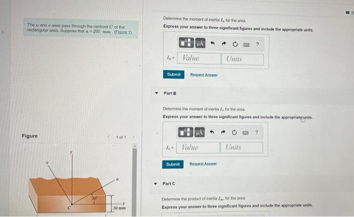 Thew And Uses Pass Through The Controid Of The Rectangular Area Suppose That A 200 Mm Figure 1 Determine The Moment 1