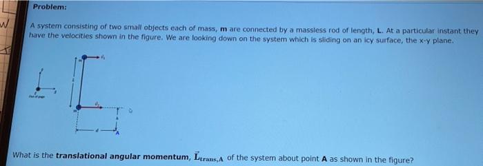 Problem W A System Consisting Of Two Small Objects Each Of Mass Mare Connected By A Massless Rod Of Length L At A Pa 1
