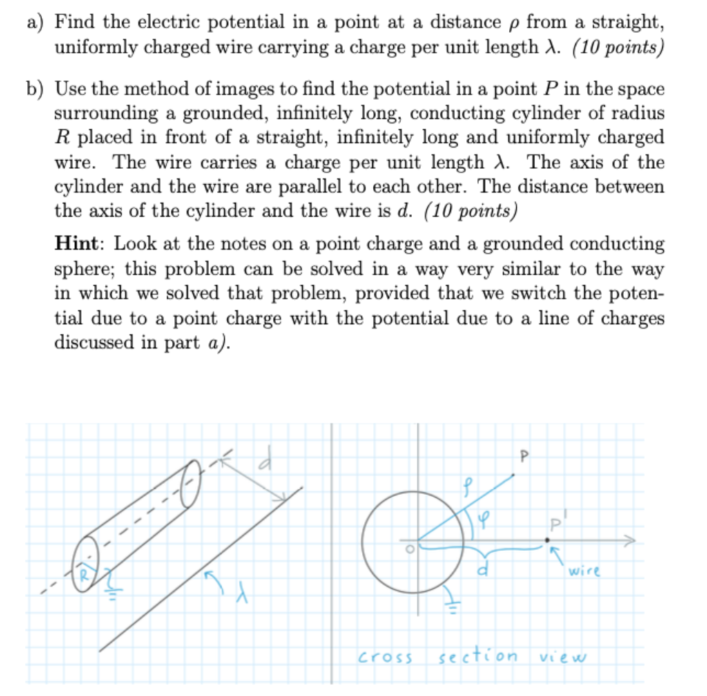 A Find The Electric Potential In A Point At A Distance P From A Straight Uniformly Charged Wire Carrying A Charge Per 1