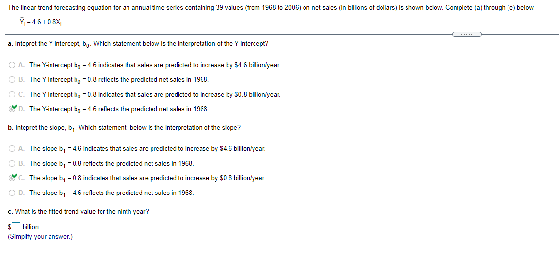 Please Slove For Parts C D And E D What Is The Fitted Trend Forecasting Equation X 31 E What Is The Projected Trend Fo 1