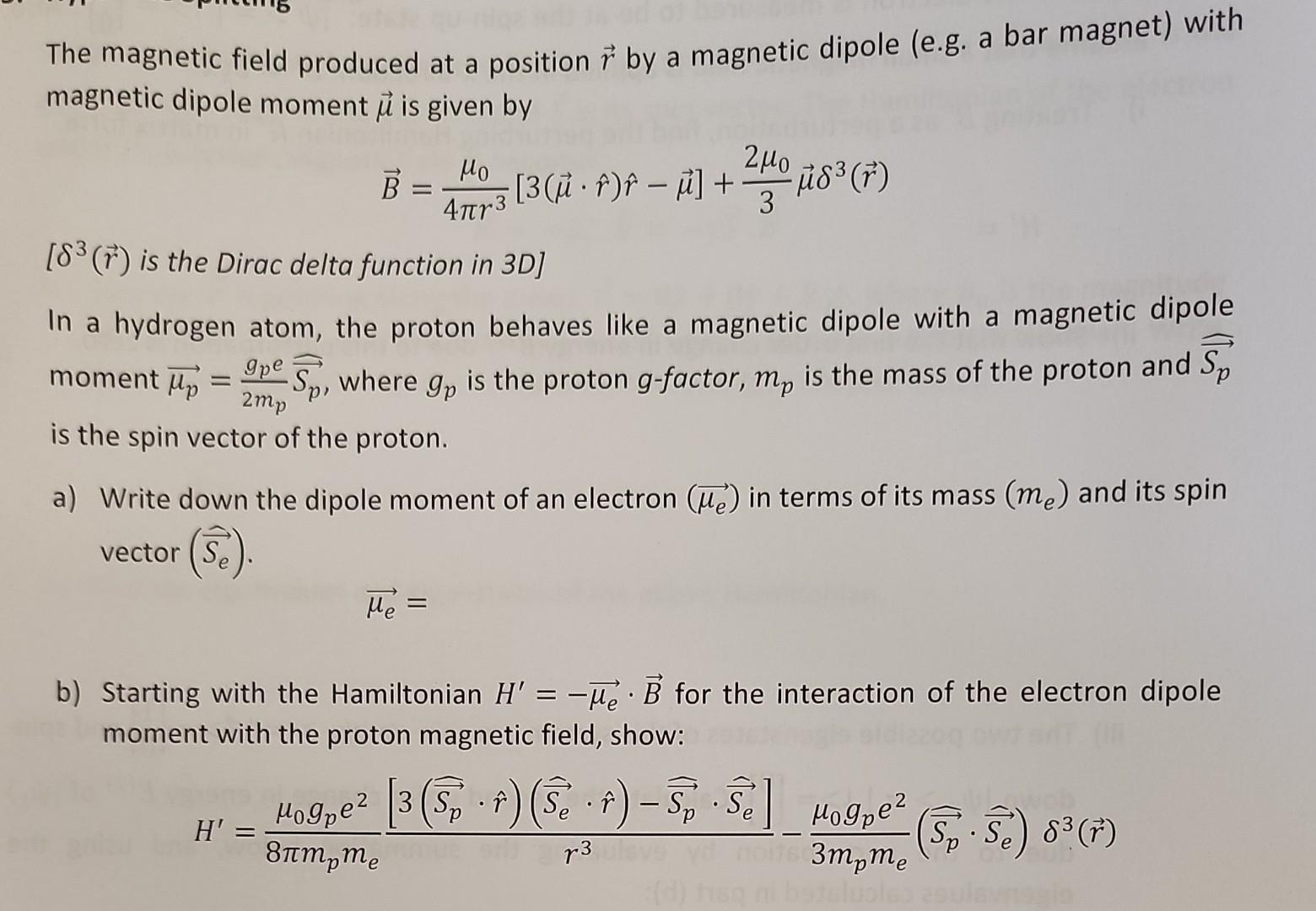 The Magnetic Field Produced At A Position I By A Magnetic Dipole E G A Bar Magnet With Magnetic Dipole Moment U Is Gi 1