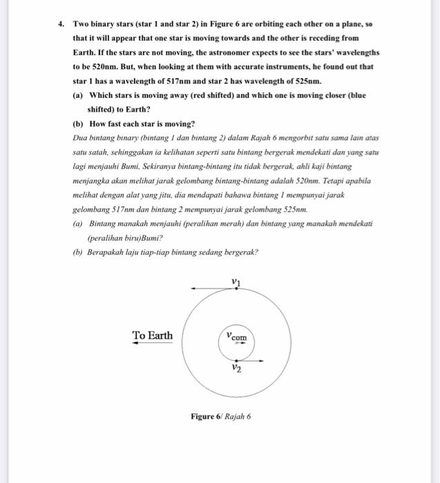 4 Two Binary Stars Star 1 And Star 2 In Figure 6 Are Orbiting Each Other On A Plane So That It Will Appear That One S 1