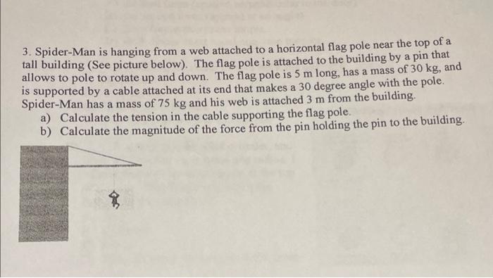 3 Spider Man Is Hanging From A Web Attached To A Horizontal Flag Pole Near The Top Of A Tall Building See Picture Belo 1