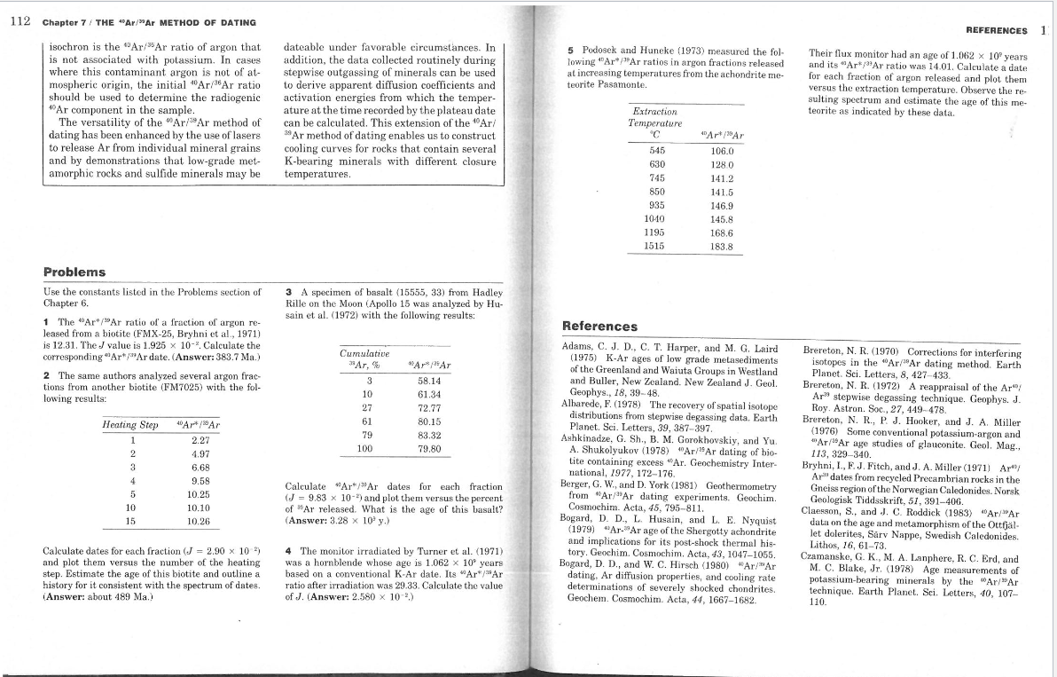 The Same Authors Analyzed Several Argon Fractions From Another Biotite Fm7025 With The Following Results Calculate Da 2