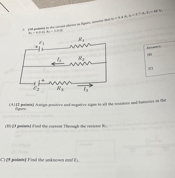 2 No Points In The Circuit Shown In Figure Assume That 12 4 4 A 1s 5 7 A E 48 V R2 6 0 12 R 3 0 22 R1 E1 Th 2