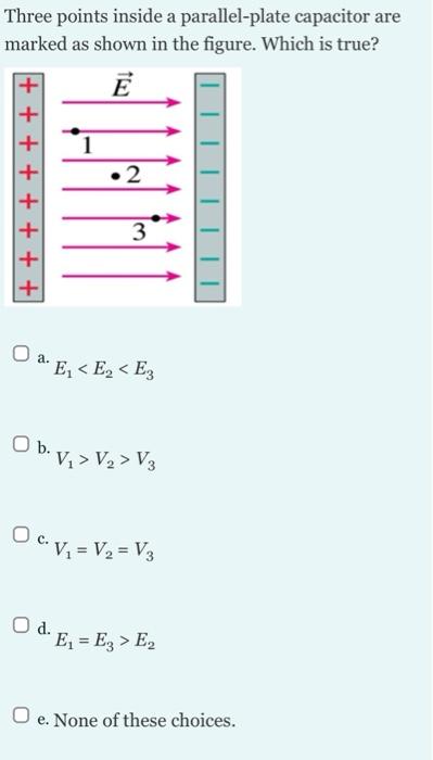 Three Points Inside A Parallel Plate Capacitor Are Marked As Shown In The Figure Which Is True 1 2 Titit 1