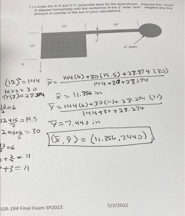 9 Delete End Poon He 2 2 Calculate The Moments Of Inertia Of The Area In Question 1 About The X X And Y X Centroidal 2