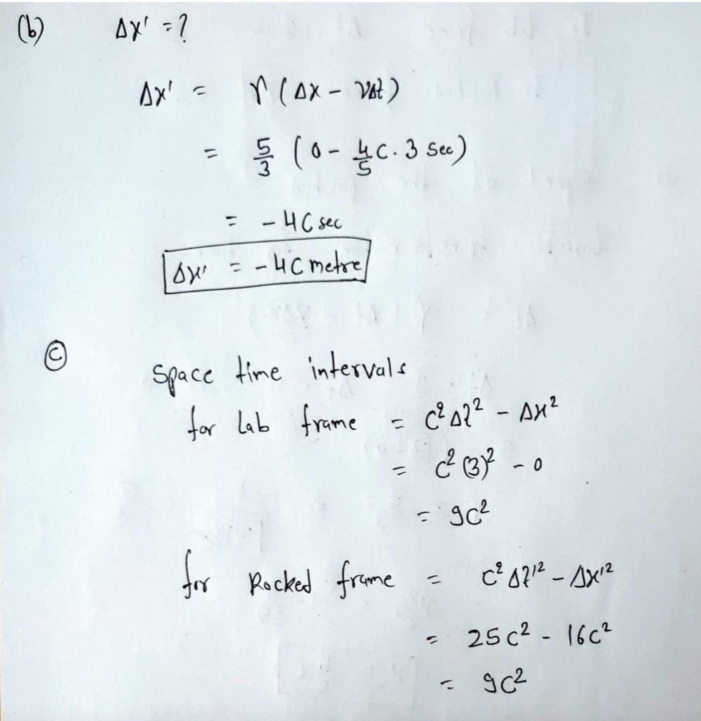 Question C Can You Draw Make A Illustration To Explain How Come These Events Are Seen 4c Meters Apart And Why Delta 1