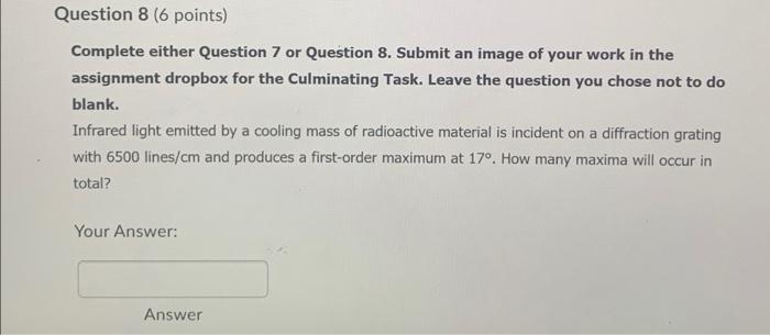 Question 8 6 Points Complete Either Question 7 Or Question 8 Submit An Image Of Your Work In The Assignment Dropbox F 1