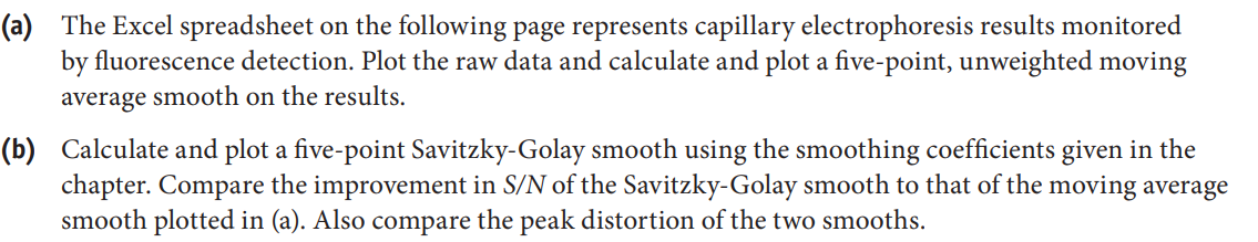 A The Excel Spreadsheet On The Following Page Represents Capillary Electrophoresis Results Monitored By Fluorescence D 1