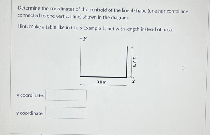 Determine The Coordinates Of The Centroid Of The Lineal Shape One Horizontal Line Connected To One Vertical Line Shown 1