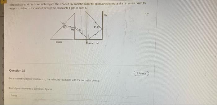 Perpendicular To As Shown In The Fure The Reflected Ray From The Mirror Mr Approaches One Face Of An Isosceles Prism 1