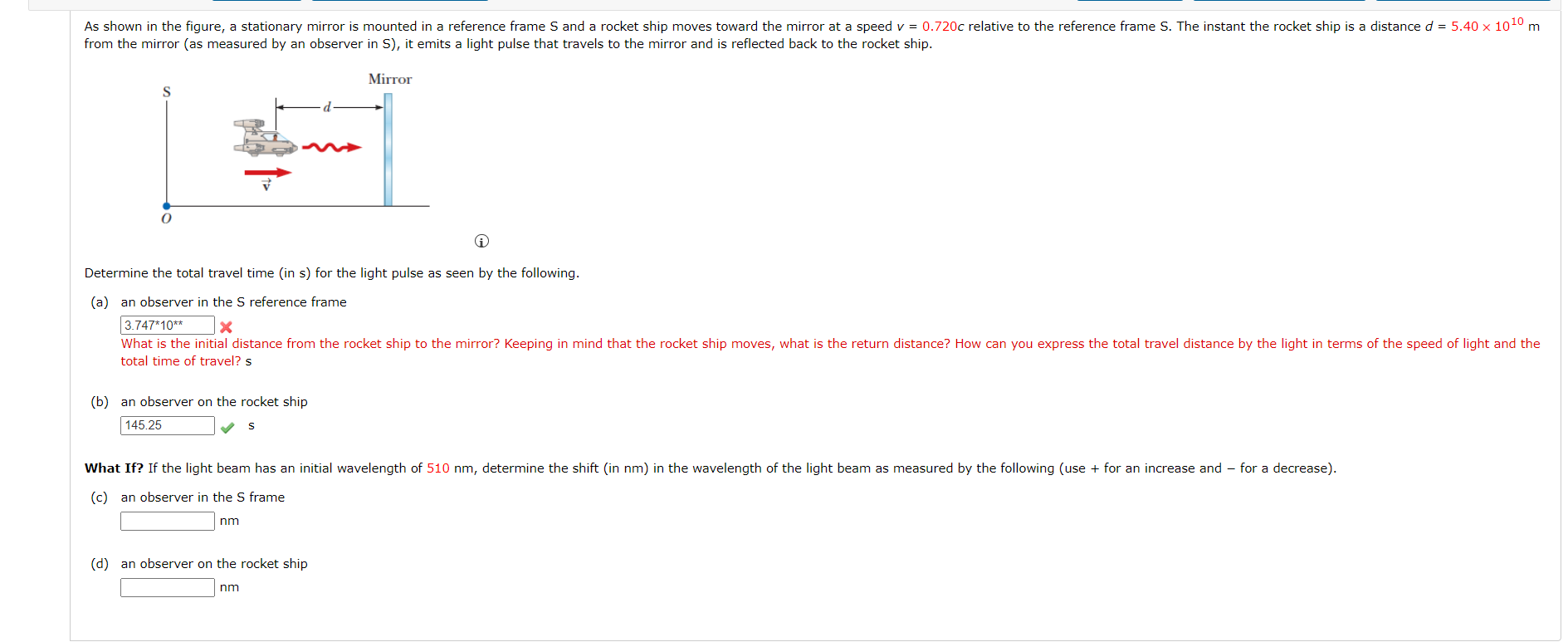 As Shown In The Figure A Stationary Mirror Is Mounted In A Reference Frame S And A Rocket Ship Moves Toward The Mirror 1