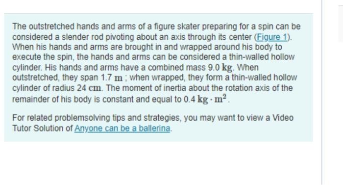 The Outstretched Hands And Arms Of A Figure Skater Preparing For A Spin Can Be Considered A Slender Rod Pivoting About A 1