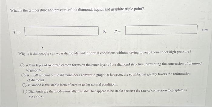 The Phase Diagram For Carbon Indicates The Extreme Conditions That Are Needed To Form Diamonds From Graphite At 2000 K 2