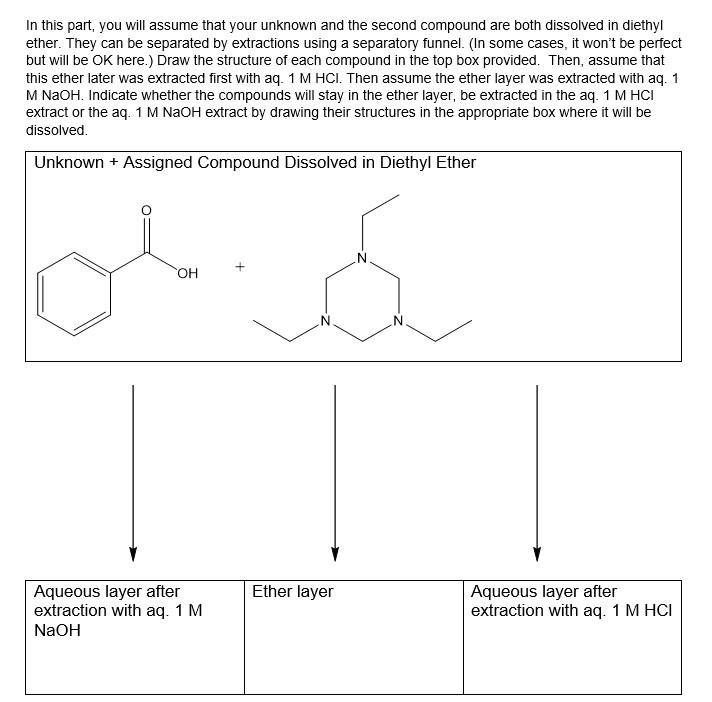 In This Part You Will Assume That Your Unknown And The Second Compound Are Both Dissolved In Diethyl Ether They Can Be 1