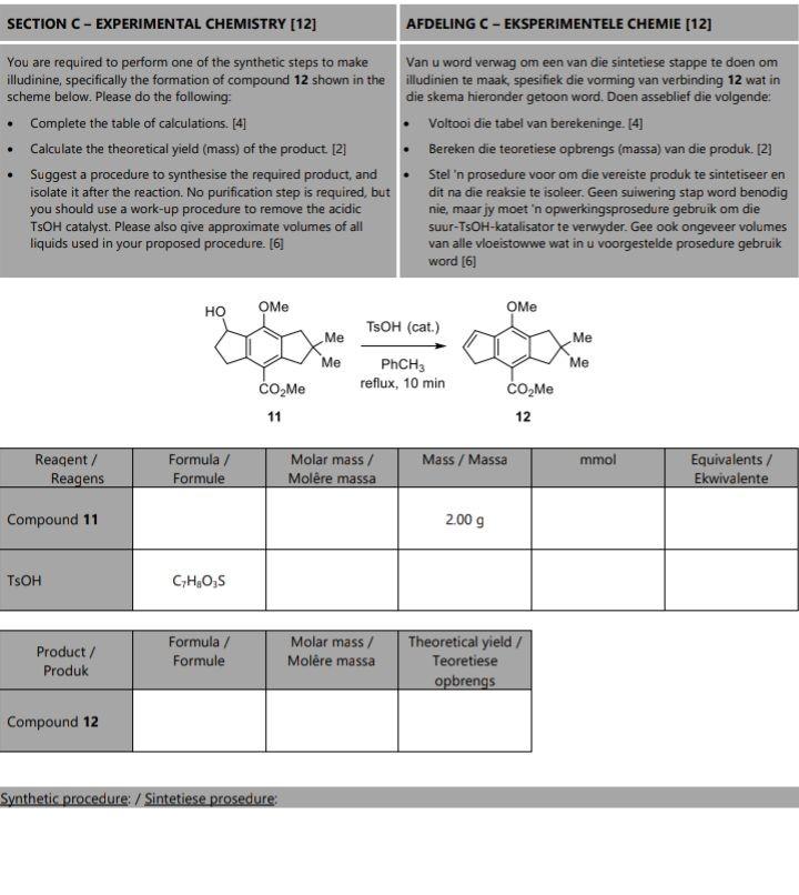 Section C Experimental Chemistry 12 Afdeling C Eksperimentele Chemie 12 You Are Required To Perform One Of The Synth 1