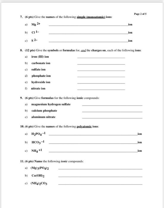 15 3 Pts The Bronsted Lowry Acid Base Theory Defines An Acid As A Proton H 16 6 Pts Give The Chemical Formulas F 3
